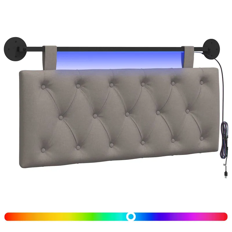 Pakabinamas lovos galvūgalis Su LED šviesa Taupe Audinys
