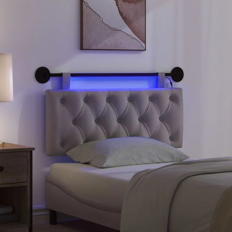 Pakabinamas lovos galvūgalis Su LED šviesa Taupe Audinys