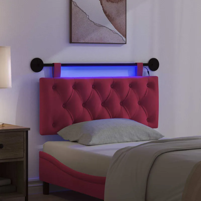Pakabinamas lovos galvūgalis Su LED šviesa Vyno raudona Aksomas