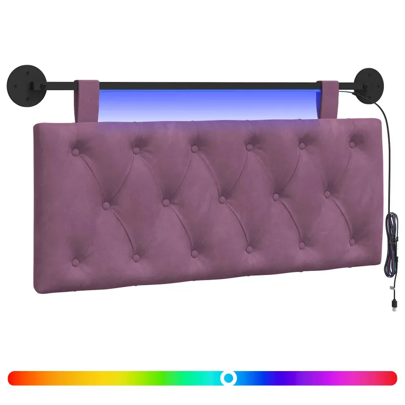 Pakabinamas lovos galvūgalis Su LED šviesa Violetinė Aksomas