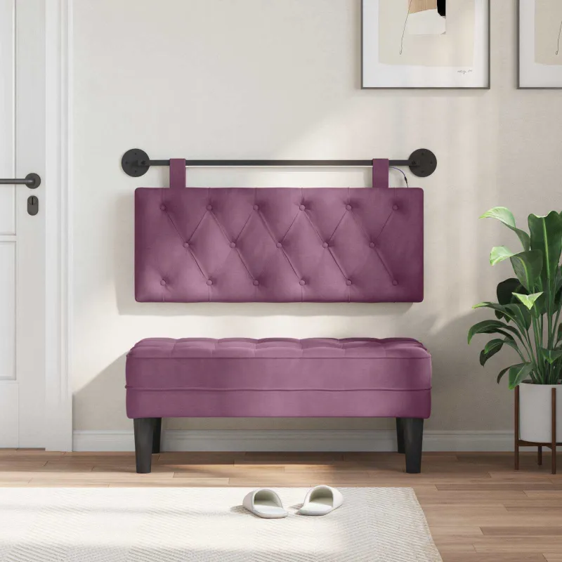 Pakabinamas lovos galvūgalis Su LED šviesa Violetinė Aksomas