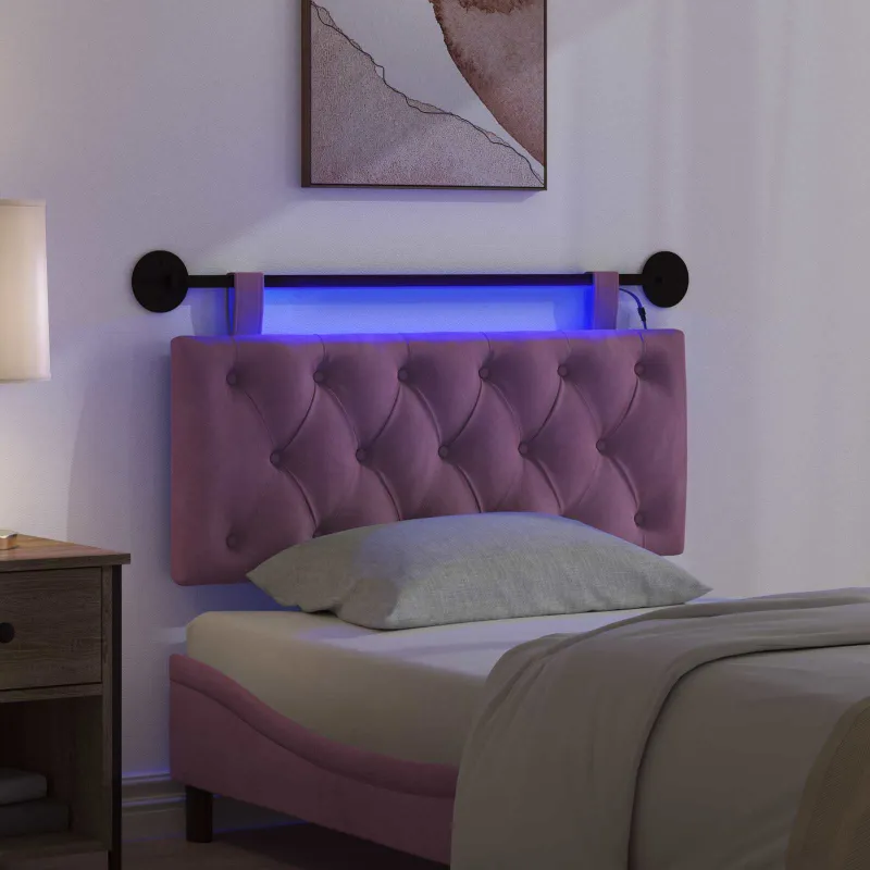 Pakabinamas lovos galvūgalis Su LED šviesa Violetinė Aksomas