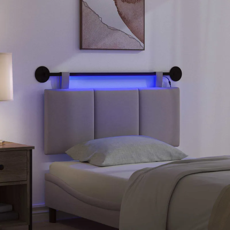Pakabinamas lovos galvūgalis Su LED šviesa Taupe Audinys