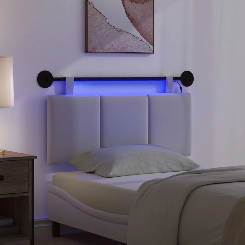 Pakabinamas lovos galvūgalis Su LED šviesa Balta Audinys