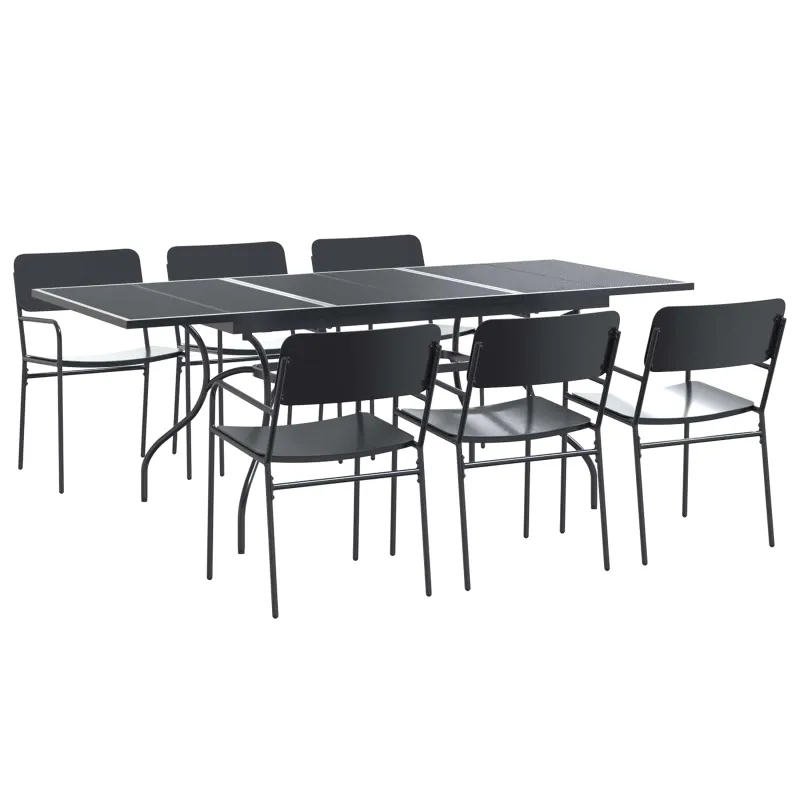 Sodo valgomojo komplektas 7 pcs Antracito Plienas