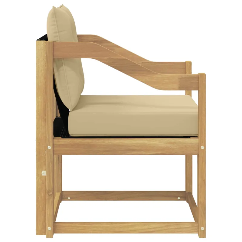 Lauko sofa Kietos akacijos mediena Balta ir smėlio