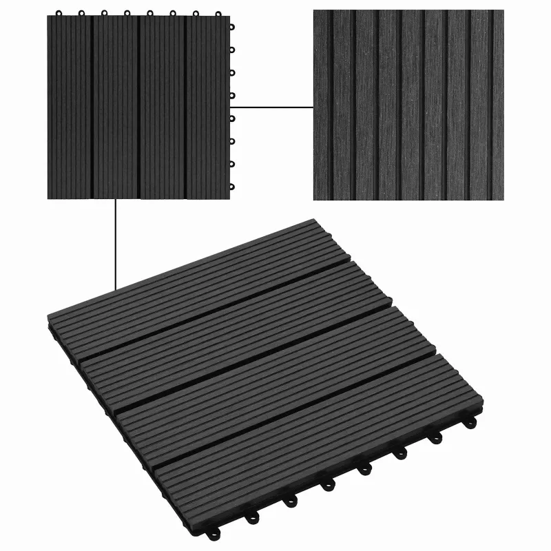 Terasinė Plytelė 22 pcs Juoda 30 x 30 cm MPK
