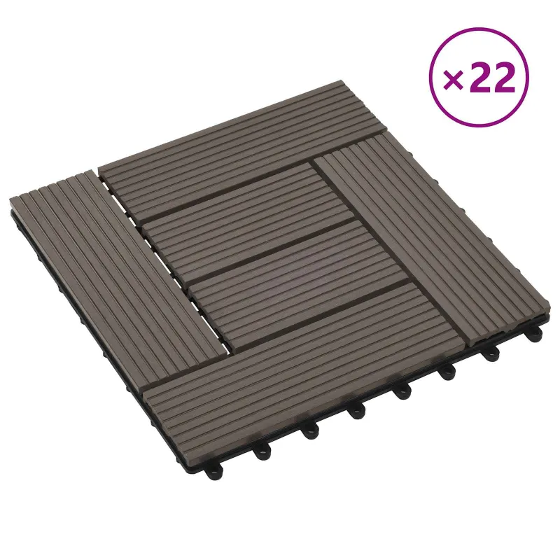 Terasinė Plytelė 22 pcs Tamsiai rudas 30 x 30 cm MPK