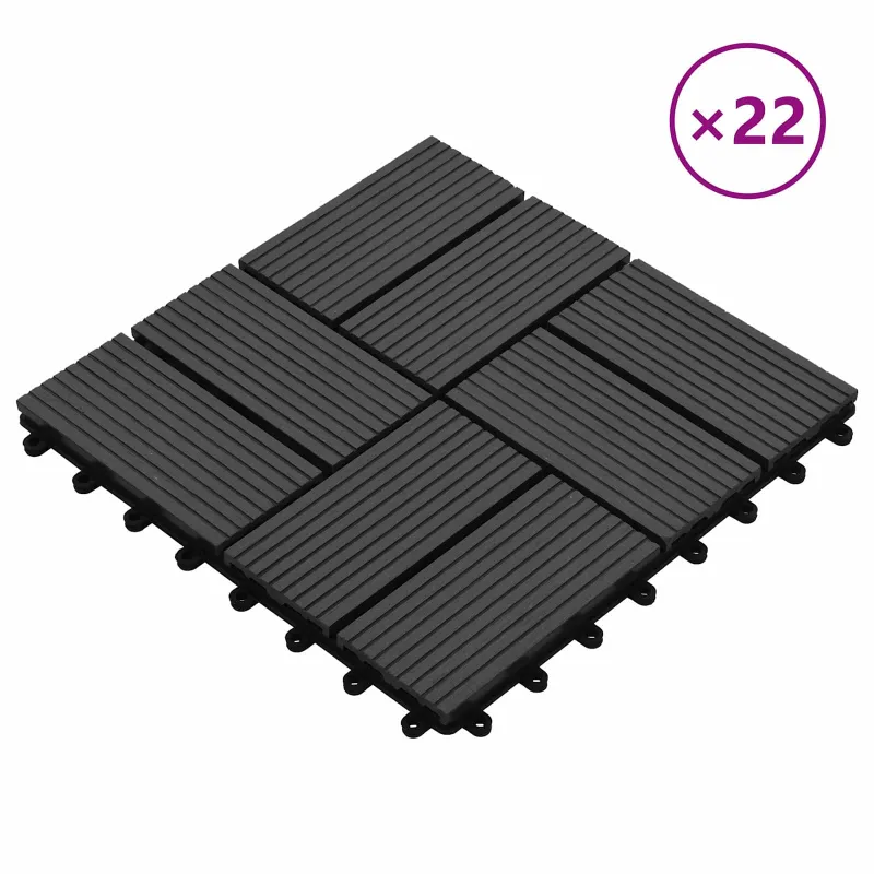 Terasinė Plytelė 22 pcs Juoda 30 x 30 cm MPK