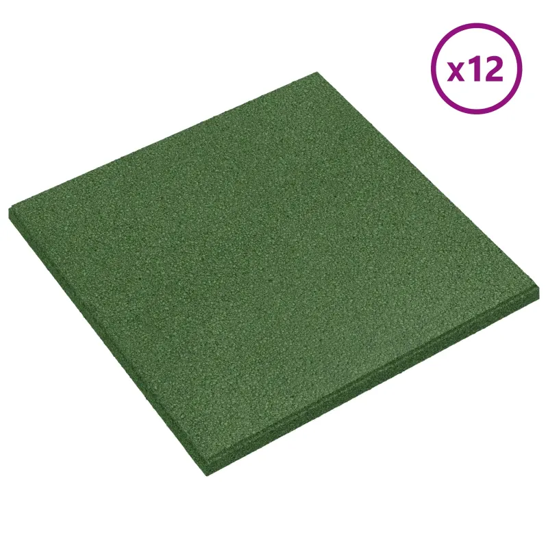 Kritimo apsaugos plytelės 12 pcs Žalia 50 x 50 cm Guma