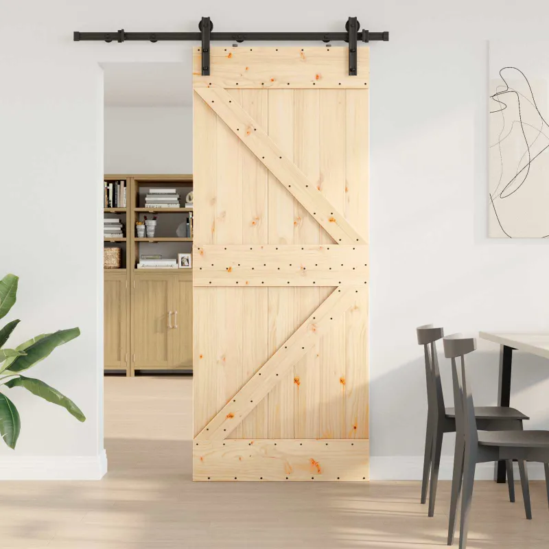 Slankios durys NARVIK Natūrali ir juoda 85 x 210 cm (152,5 cm)