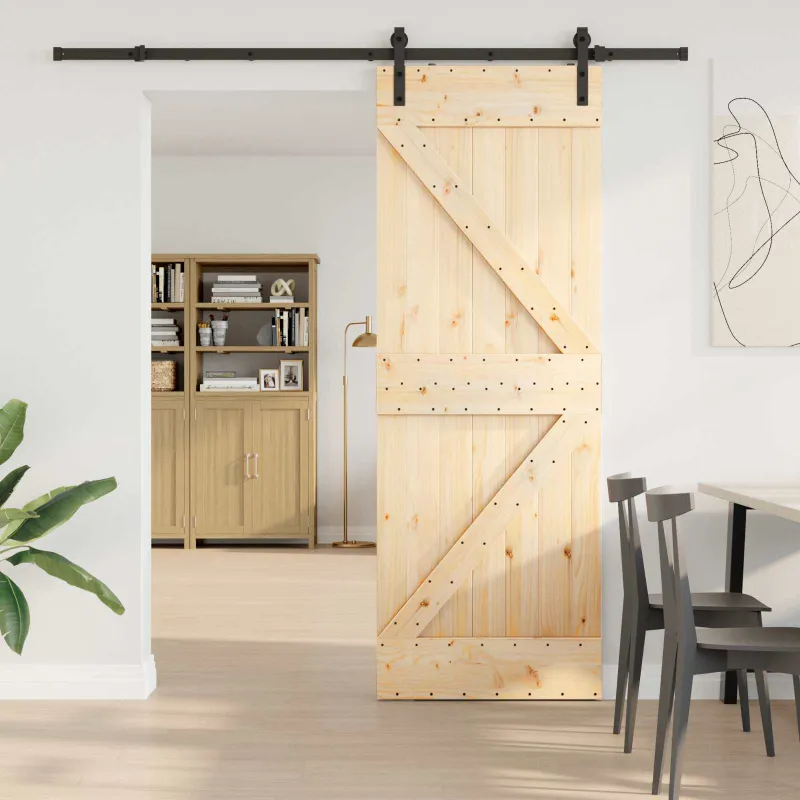 Slankios durys NARVIK Natūrali ir juoda 70 x 210 cm (213,5 cm)