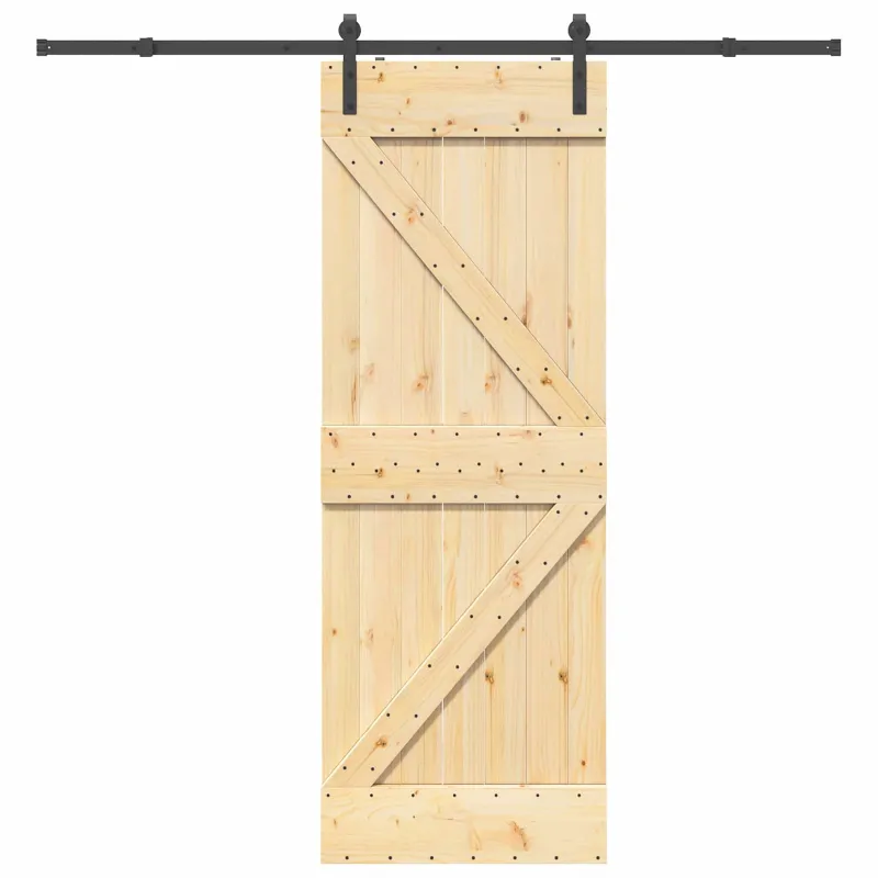 Slankios durys NARVIK Natūrali ir juoda 70 x 210 cm (213,5 cm)