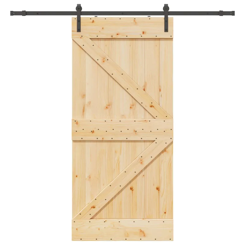 Slankios durys NARVIK Natūrali ir juoda 80 x 210 cm (213,5 cm)
