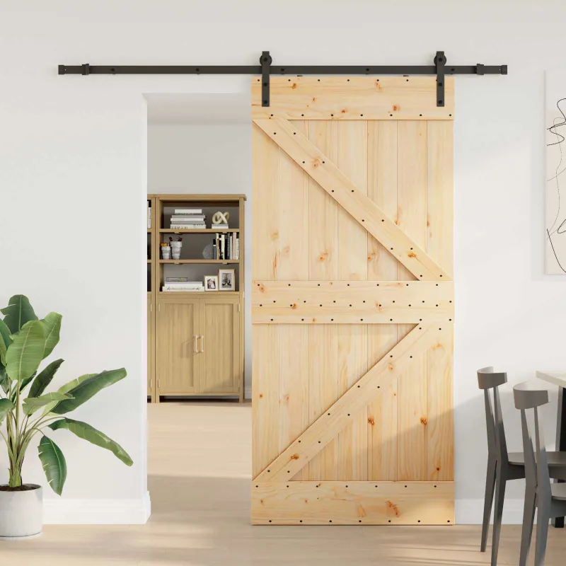 Slankios durys NARVIK Natūrali ir juoda 90 x 210 cm (213,5 cm)