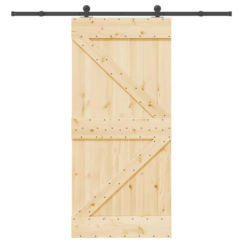 Slankios durys NARVIK Natūrali ir juoda 95 x 210 cm (213,5 cm)