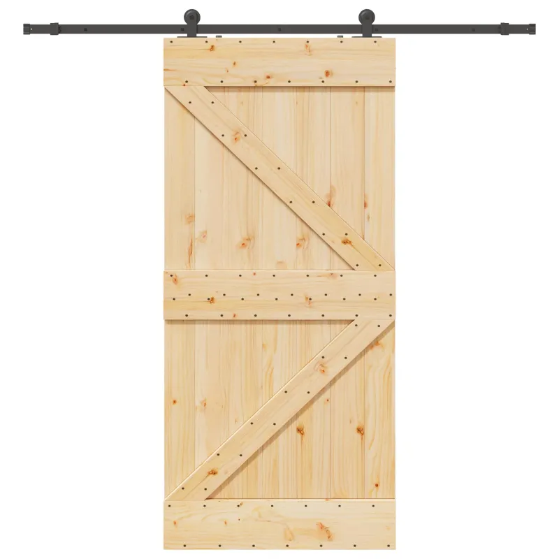Slankios durys NARVIK Natūrali ir juoda 80 x 210 cm (213,5 cm)