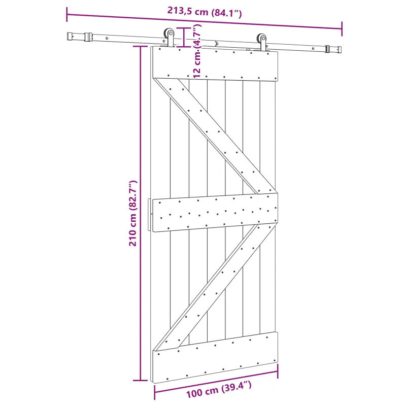 Slankios durys NARVIK Natūrali ir juoda 100 x 210 cm (213,5 cm)