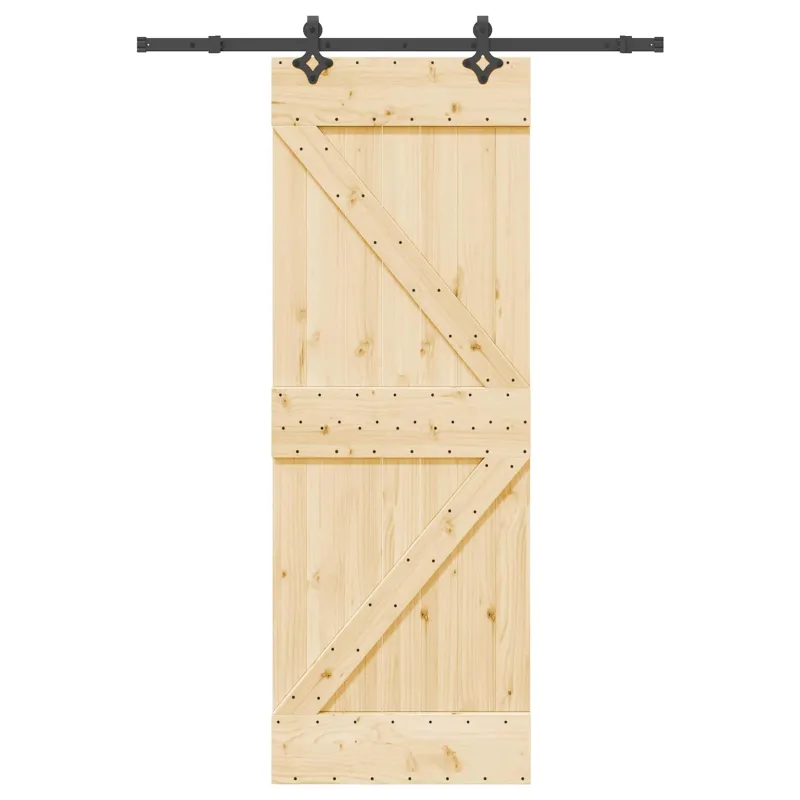 Slankios durys NARVIK Natūrali ir juoda 70 x 210 cm (152,5 cm)