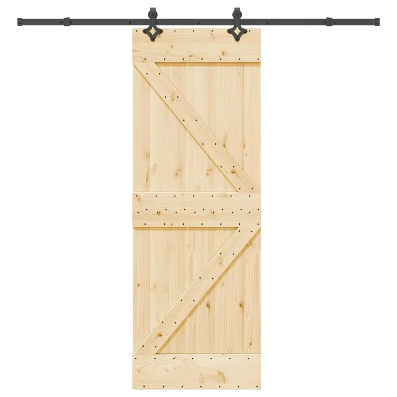 Slankios durys NARVIK Natūrali ir juoda 70 x 210 cm (213,5 cm)