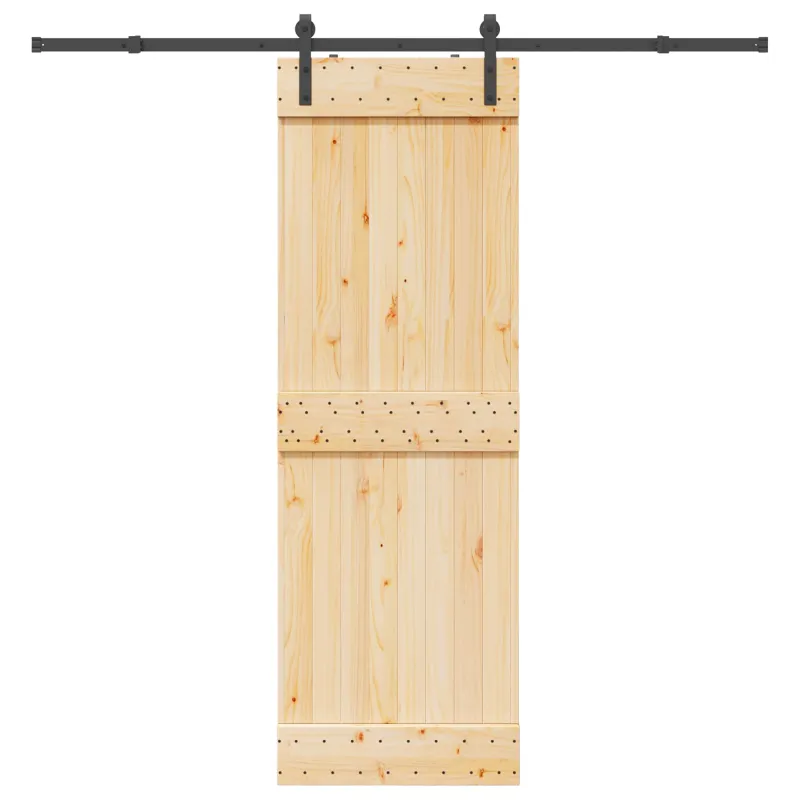 Slankios durys NARVIK Natūrali ir juoda 70 x 210 cm (213,5 cm)