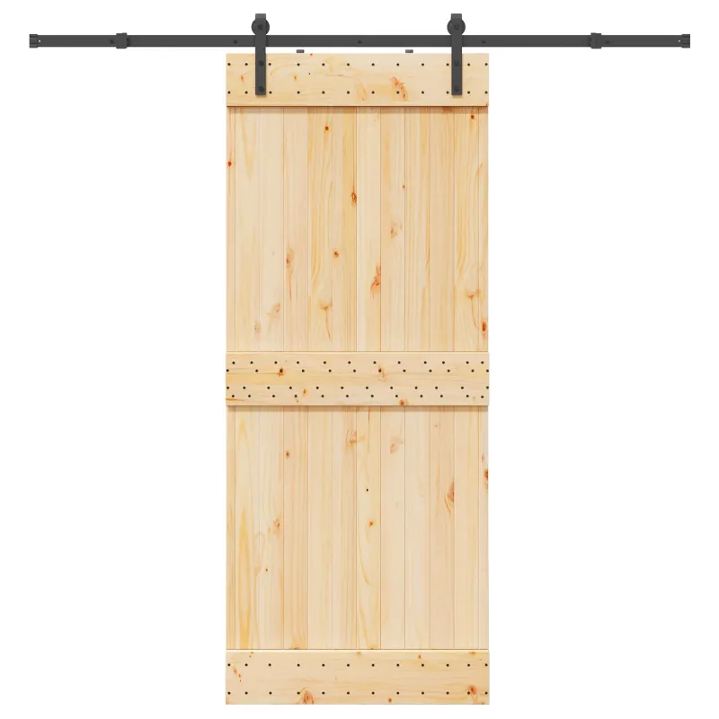 Slankios durys NARVIK Natūrali ir juoda 85 x 210 cm (213,5 cm)
