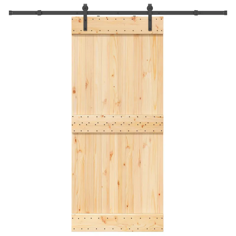 Slankios durys NARVIK Natūrali ir juoda 90 x 210 cm (213,5 cm)