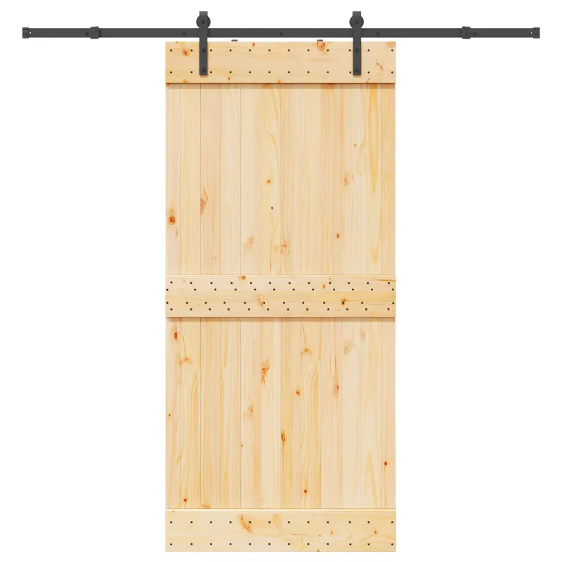 Slankios durys NARVIK Natūrali ir juoda 95 x 210 cm (213,5 cm)