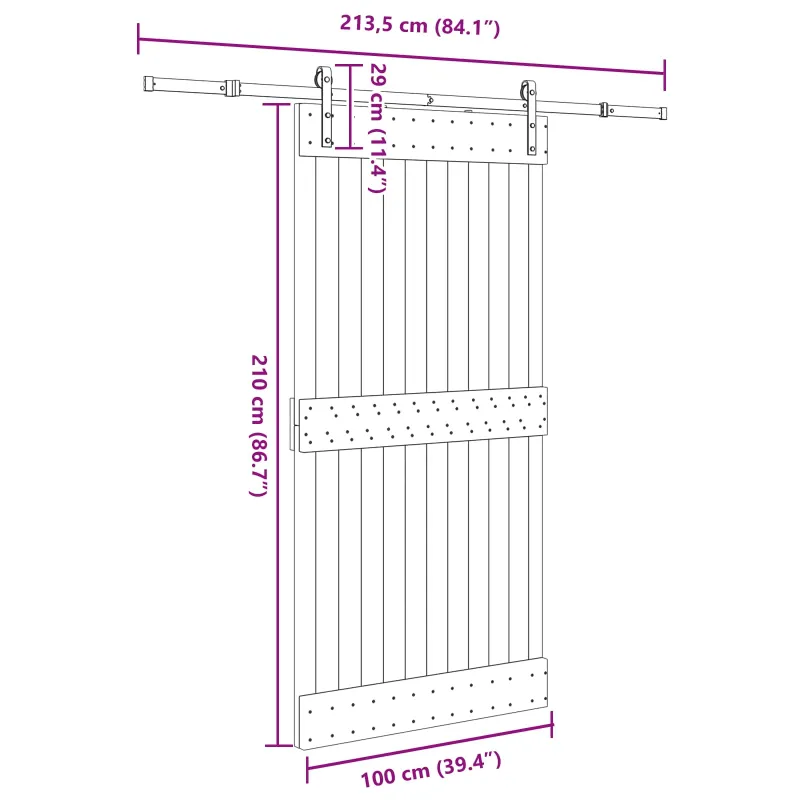 Slankios durys NARVIK Natūrali ir juoda 100 x 210 cm (213,5 cm)