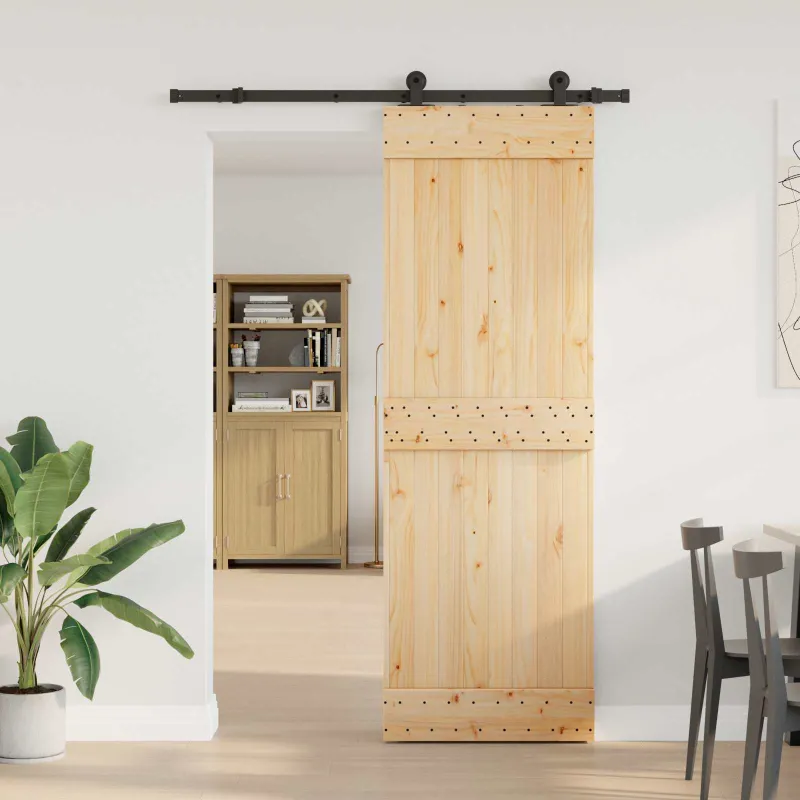 Slankios durys NARVIK Natūrali ir juoda 70 x 210 cm (152,5 cm)
