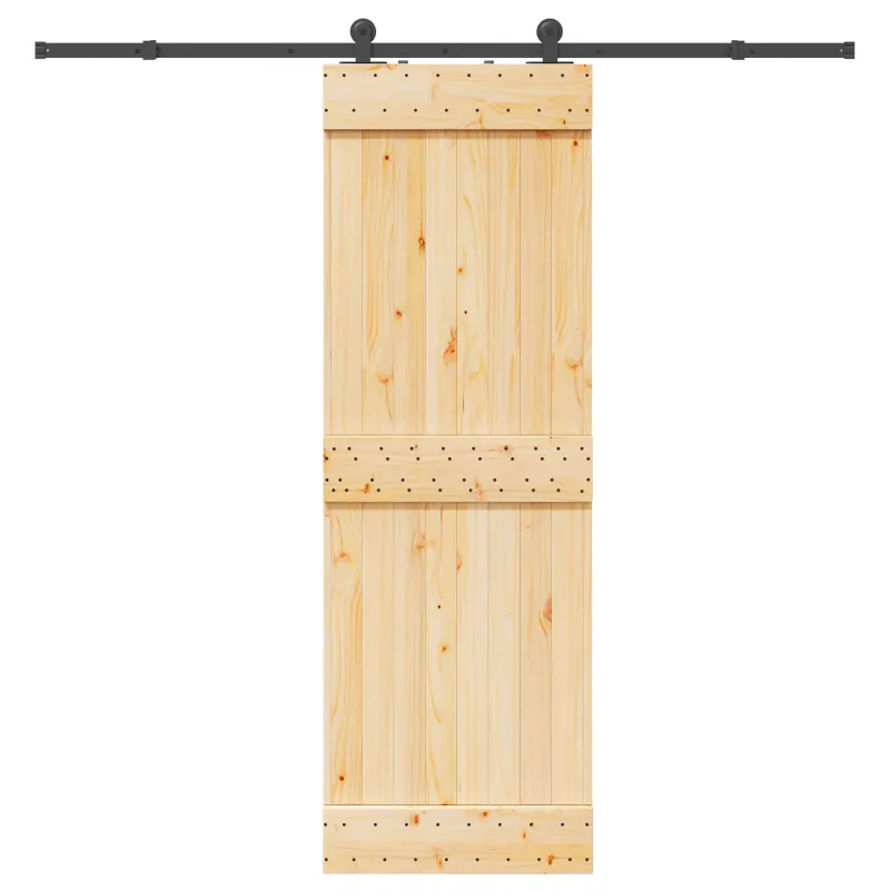 Slankios durys NARVIK Natūrali ir juoda 70 x 210 cm (213,5 cm)