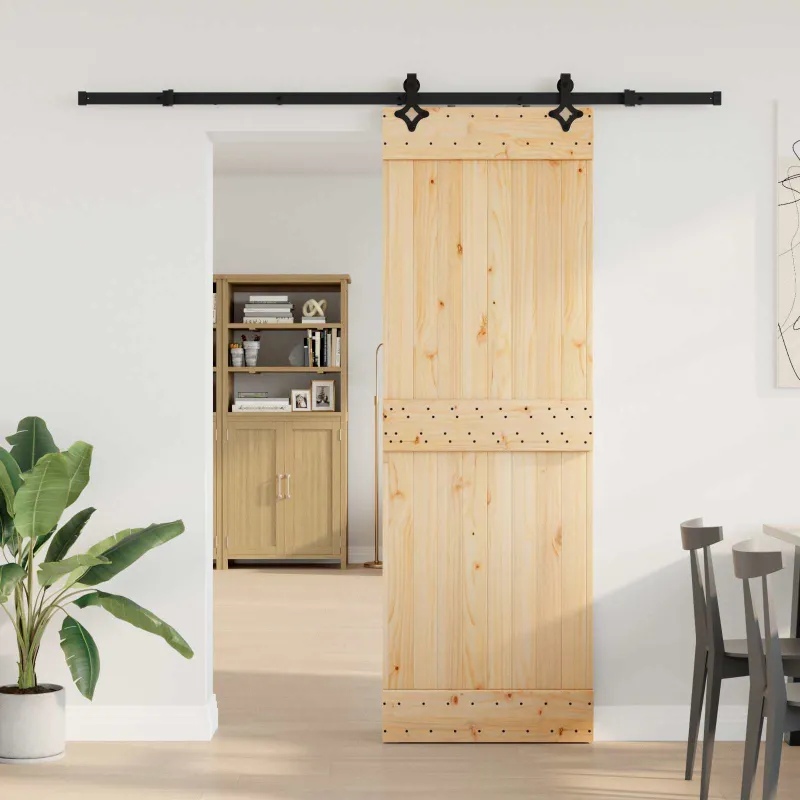 Slankios durys NARVIK Natūrali ir juoda 70 x 210 cm (213,5 cm)
