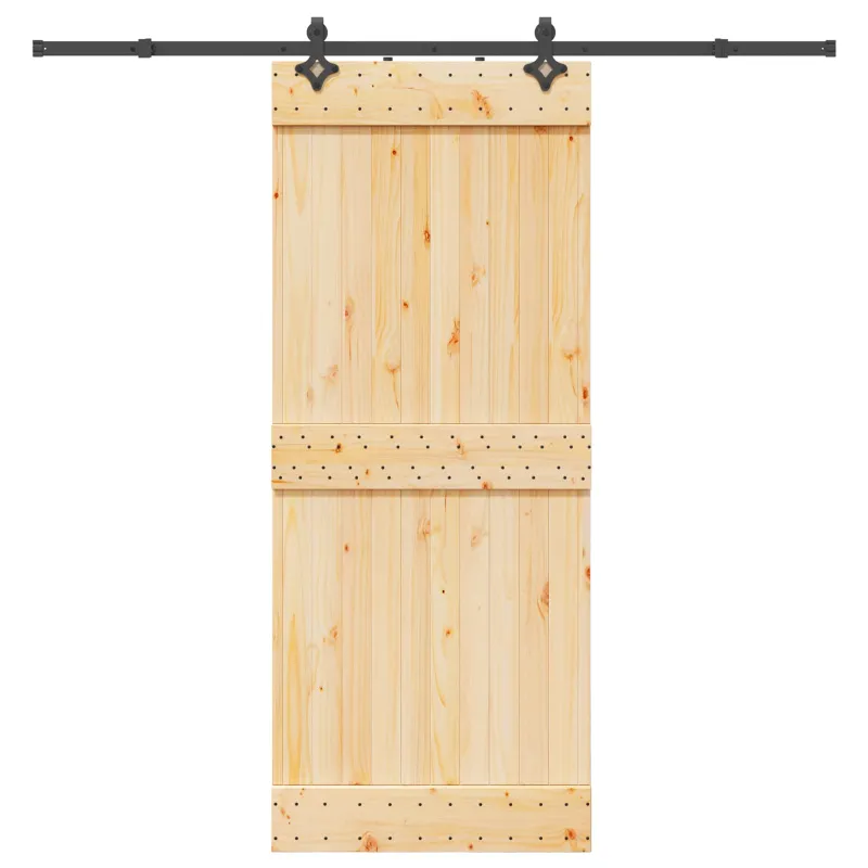 Slankios durys NARVIK Natūrali ir juoda 85 x 210 cm (213,5 cm)