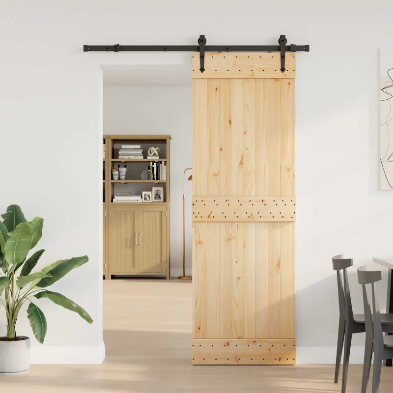 Slankios durys NARVIK Natūrali ir juoda 70 x 210 cm (152,5 cm)