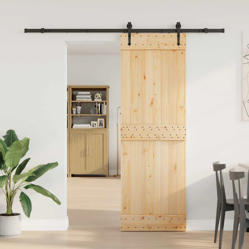 Slankios durys NARVIK Natūrali ir juoda 70 x 210 cm (213,5 cm)