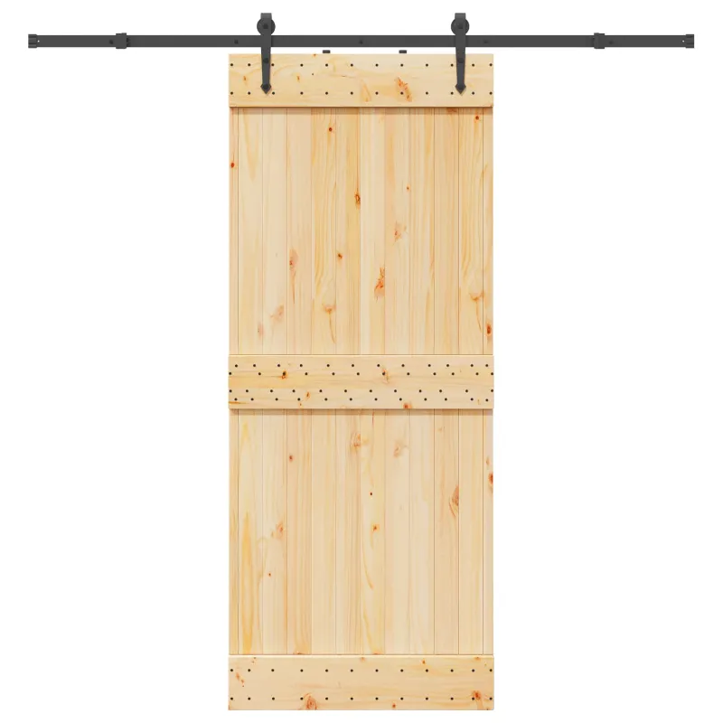 Slankios durys NARVIK Natūrali ir juoda 85 x 210 cm (213,5 cm)