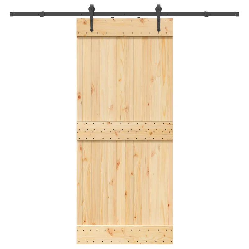 Slankios durys NARVIK Natūrali ir juoda 90 x 210 cm (213,5 cm)