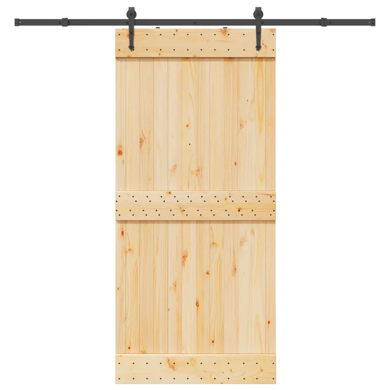 Slankios durys NARVIK Natūrali ir juoda 95 x 210 cm (213,5 cm)