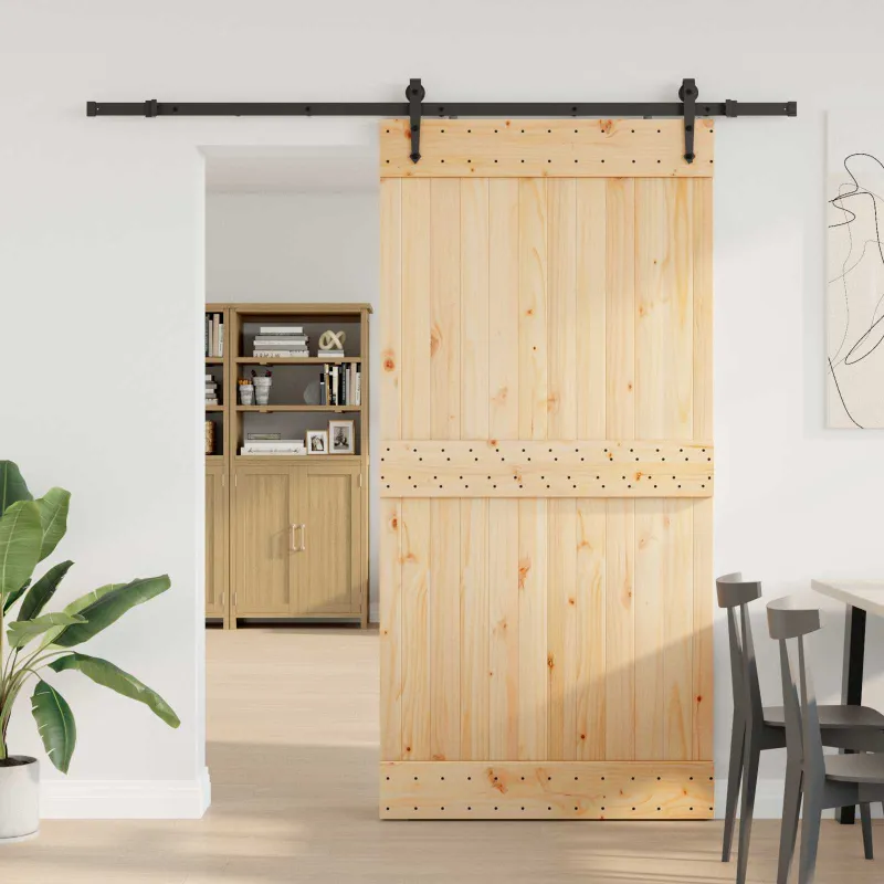 Slankios durys NARVIK Natūrali ir juoda 100 x 210 cm (213,5 cm)
