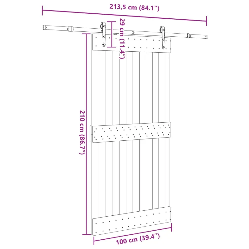 Slankios durys NARVIK Natūrali ir juoda 100 x 210 cm (213,5 cm)