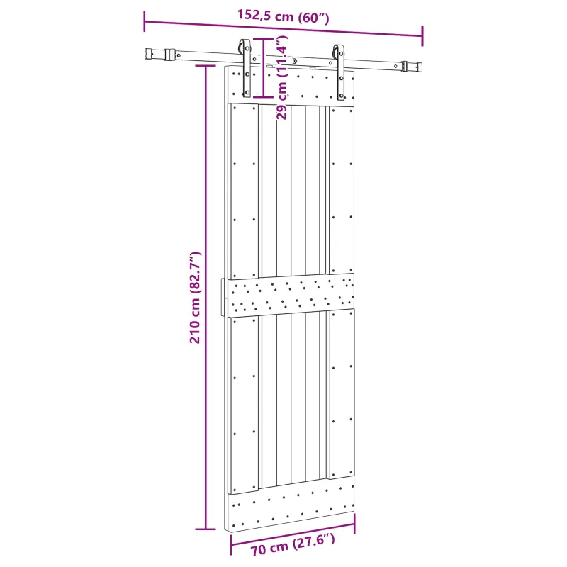 Slankios durys NARVIK Natūrali ir juoda 70 x 210 cm (152,5 cm)