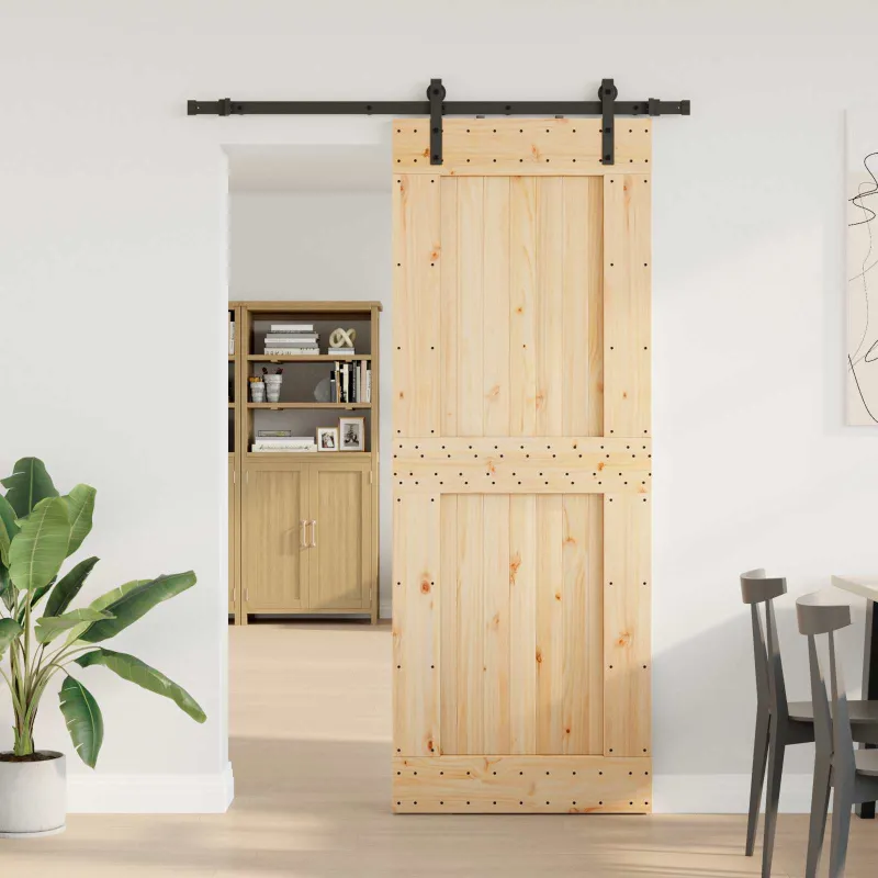 Slankios durys NARVIK Natūrali ir juoda 85 x 210 cm (152,5 cm)