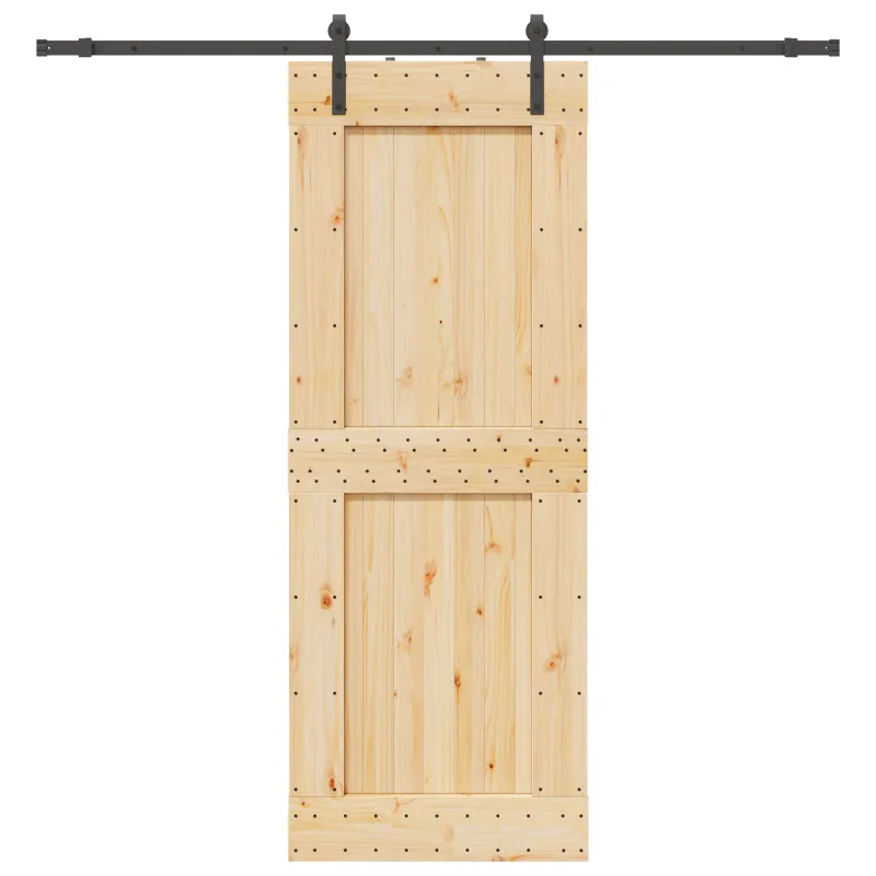 Slankios durys NARVIK Natūrali ir juoda 85 x 210 cm (213,5 cm)
