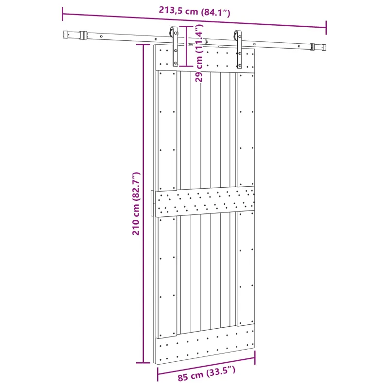 Slankios durys NARVIK Natūrali ir juoda 85 x 210 cm (213,5 cm)