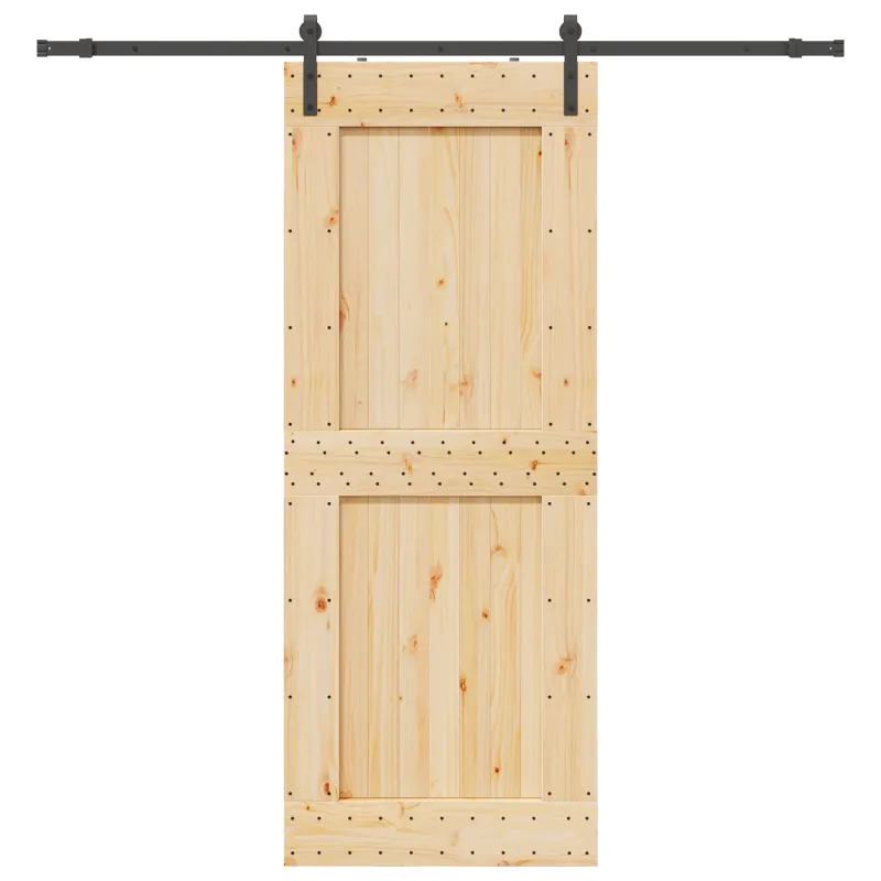 Slankios durys NARVIK Natūrali ir juoda 90 x 210 cm (213,5 cm)