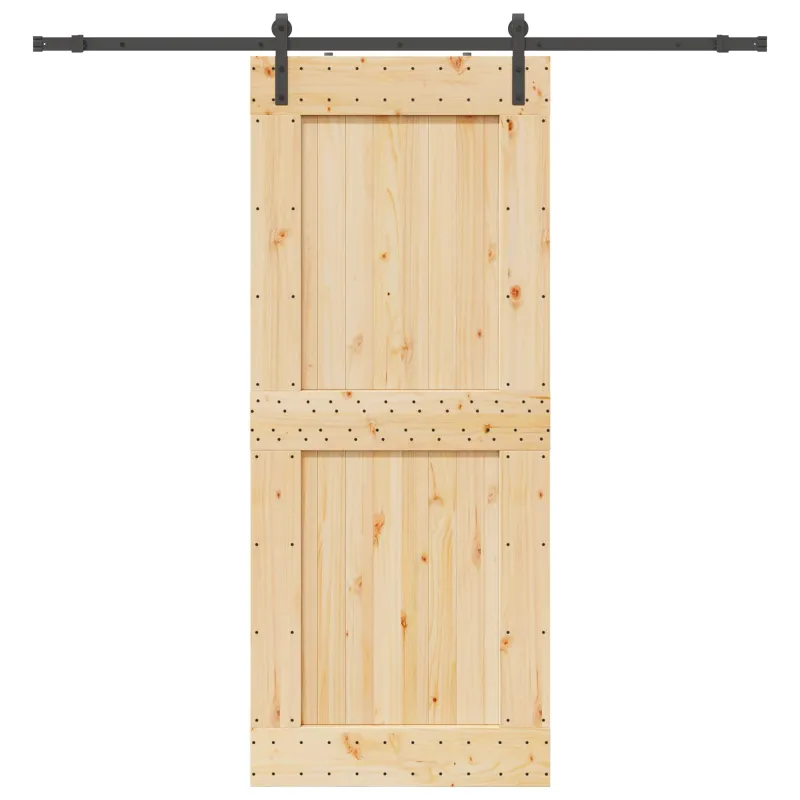 Slankios durys NARVIK Natūrali ir juoda 95 x 210 cm (213,5 cm)