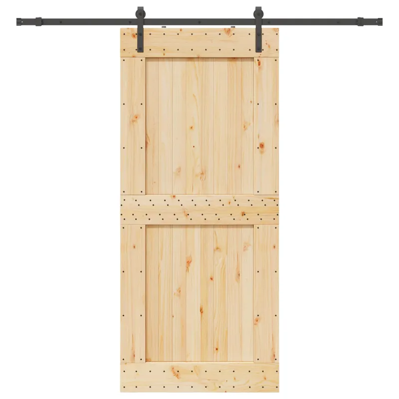 Slankios durys NARVIK Natūrali ir juoda 100 x 210 cm (213,5 cm)