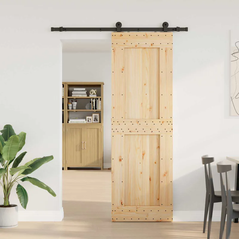 Slankios durys NARVIK Natūrali ir juoda 70 x 210 cm (152,5 cm)