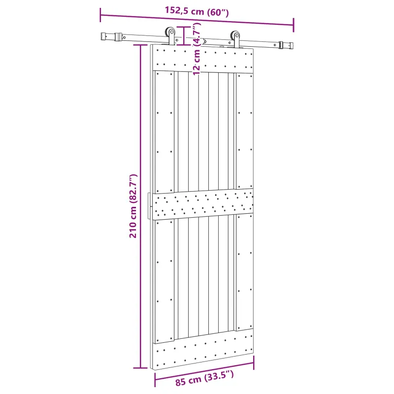 Slankios durys NARVIK Natūrali ir juoda 85 x 210 cm (152,5 cm)