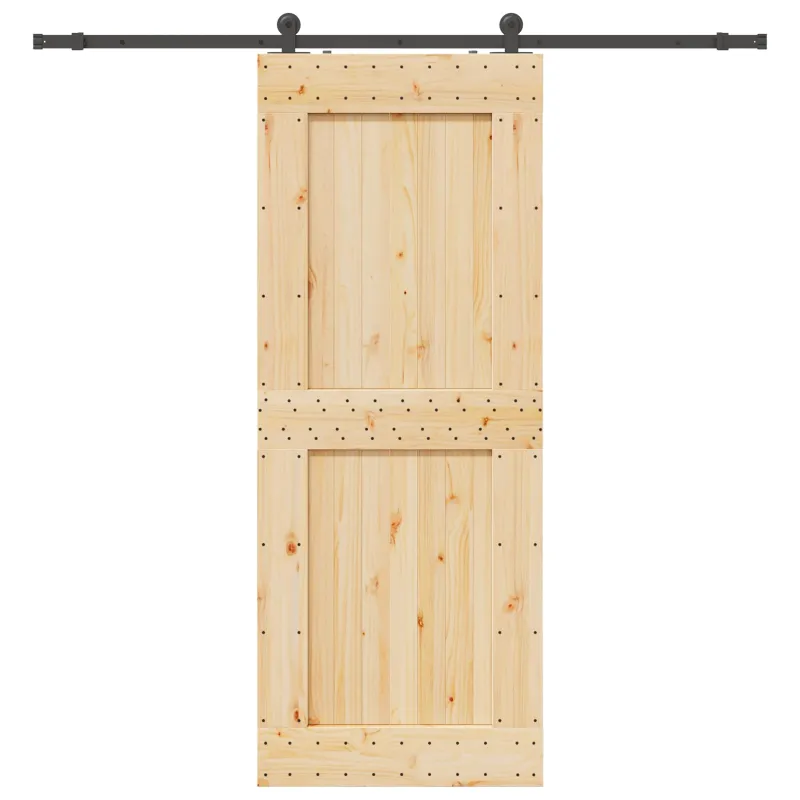 Slankios durys NARVIK Natūrali ir juoda 90 x 210 cm (213,5 cm)